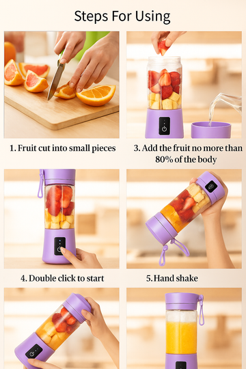 Juicer Blender 6 Blades USB Portable 380ml Mini Fruit Bottle Juicer Small Blender